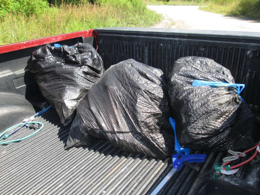 three bags of collected trash