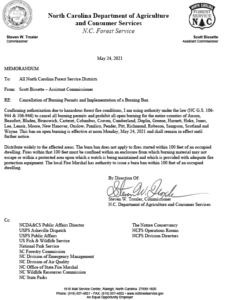 Cover photo for 2021 May Burn Ban Implementation