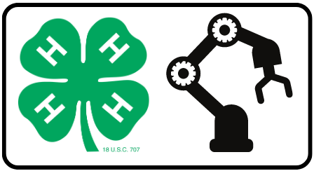 image of 4-H Logo and robotic arm icon