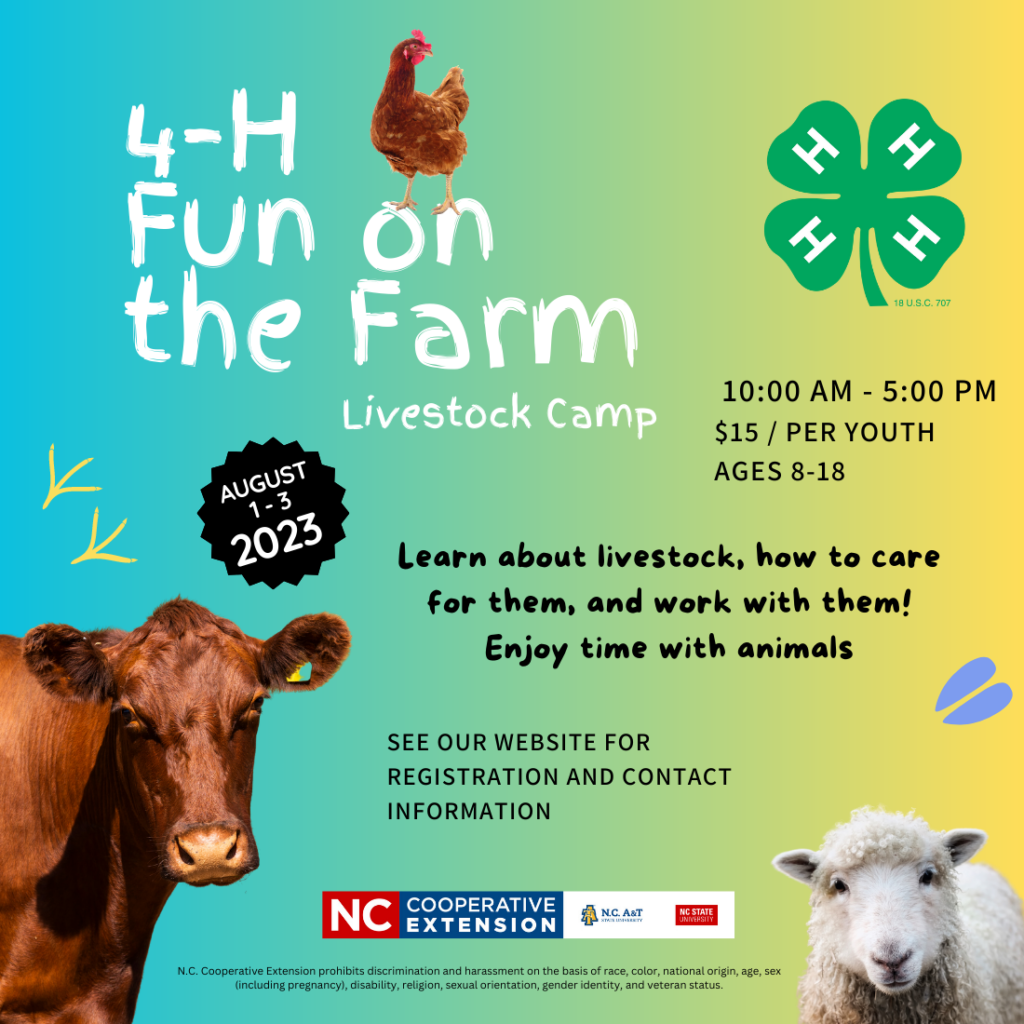 Youth Fun on the Farm Camp info graphic. Click the link to access the information that is on the graphic and in the webpage