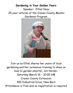 Picture of speaker Ethel Hess who is Master Gardener. Written information contained in article