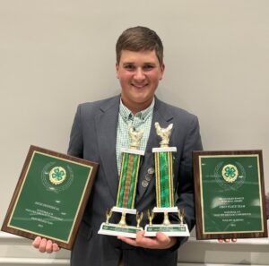 Matthew Peluso with his 4-H National Awards in Poultry Judging