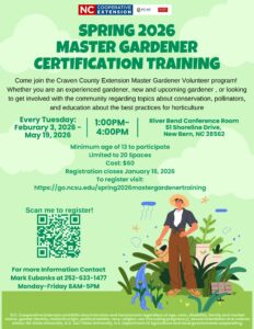 Cover photo for Spring 2026 Extension Master Gardener Certification Training